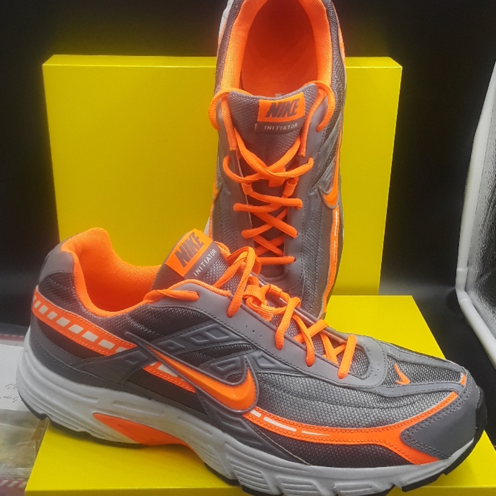 Nike Initiator grey neon orange & white sneakers